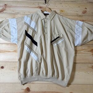 Oakton Limited Short Sleeve Polo Shirt Mens Beige Color Block Casual Top Vintage